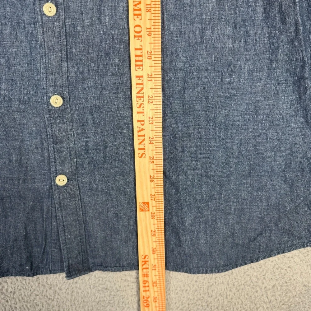 Banana Republic Shirt Mens 2XL Blue Denim Button Up Linen Blend Pocket Standard